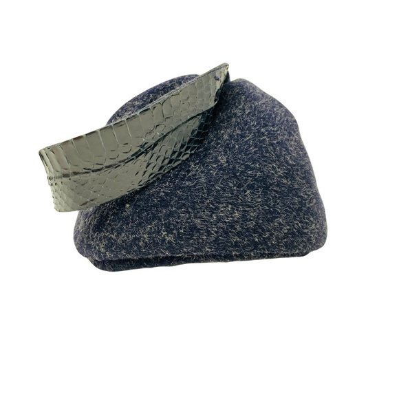 Vintage 1950s Navy Wool Architectural Cap Colby Hat main image 9